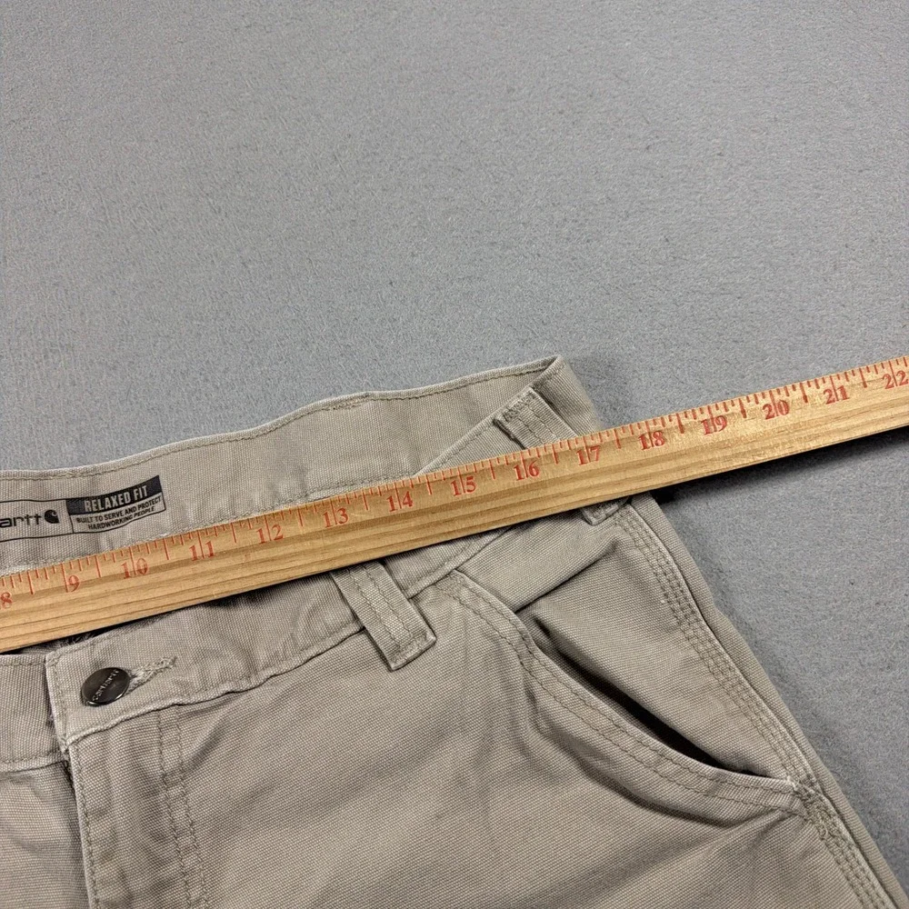 Carhartt Carpenter Pants Men 35x32 Relaxed Fit Tan Beige Canvas‎ Cotton Workwear
